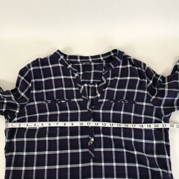 Eddie Bauer Plaid Popover Top Women's XL Roll Tab Woven 100% Cotton Outdoor - Picture 8 of 14